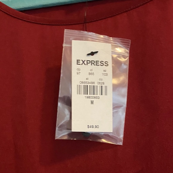 Express Deep Red Blouse with Buttoned Sleeves - Picture 2 of 2